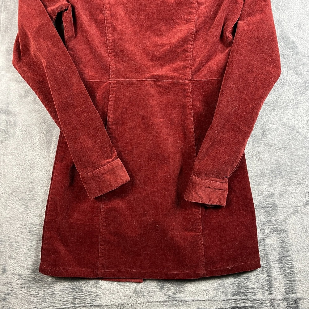 Forever 21 Shirt Dress Womens Small Burgundy Corduroy Long Sleeve Snap Front - Picture 16 of 16